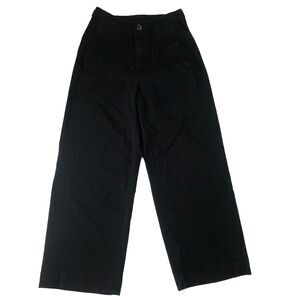 Old Navy Women’s High Rise Crop Chino Wide Leg Black Jack Pants Tag Size 2